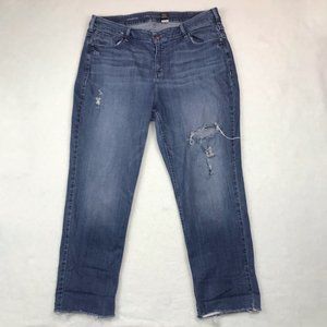 Lane Bryant Straight Leg Jeans Womens 20 Plus Size Blue Raw Hem Distressed